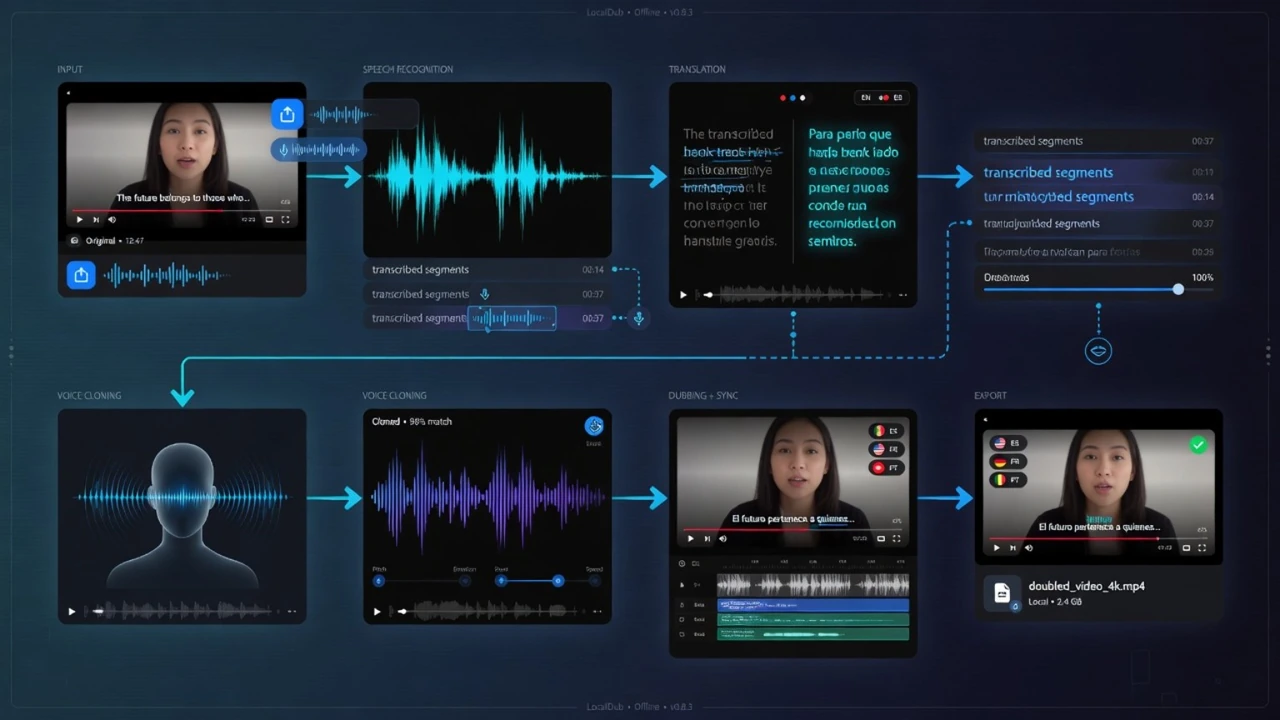 Lokaler YouTube-Dubbing-Workflow mit Transkription Übersetzung Voice Cloning und Export