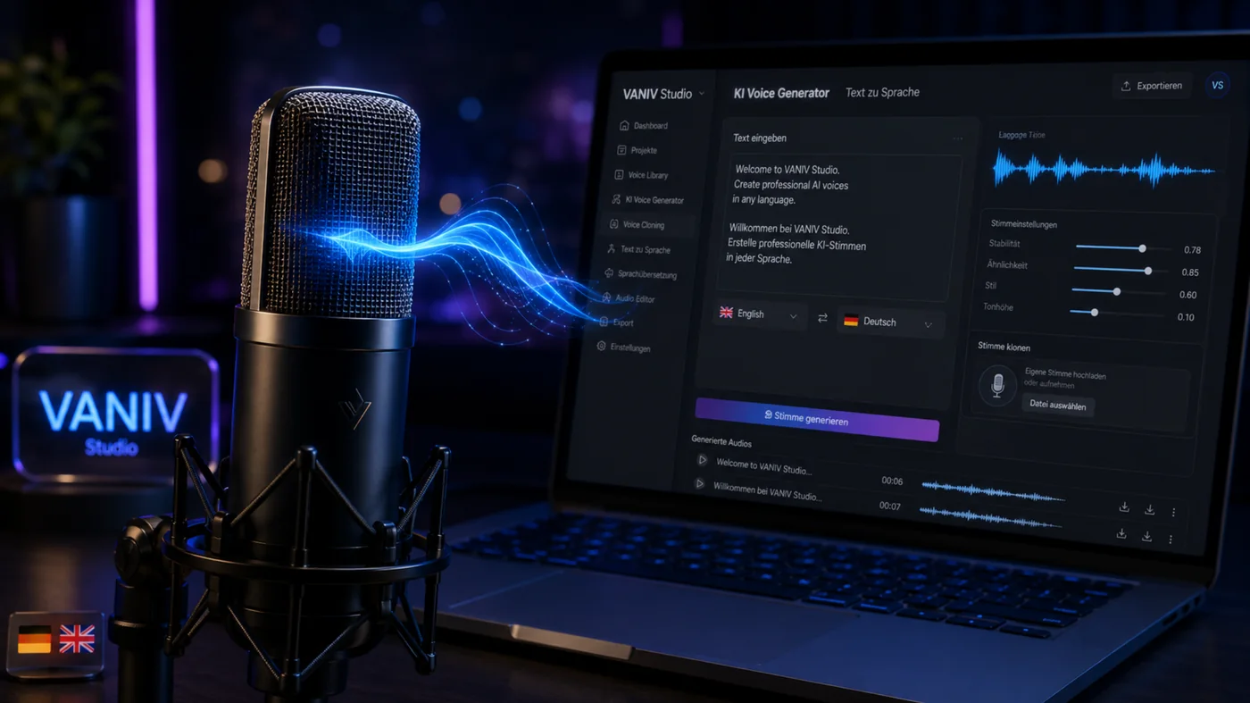 Faceless YouTube Kanal ohne Kamera mit KI-Stimme und Voice Cloning in VANIV Studio
