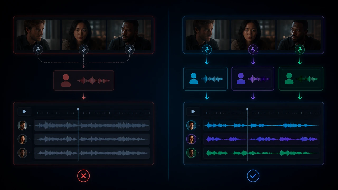 Vergleich zwischen Single-Voice-Dubbing und Multi-Voice-Dubbing mit mehreren Sprecherrollen