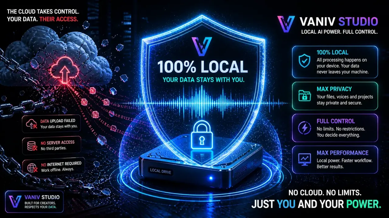 Privacidad y control local en VANIV Studio frente a herramientas cloud de voiceover