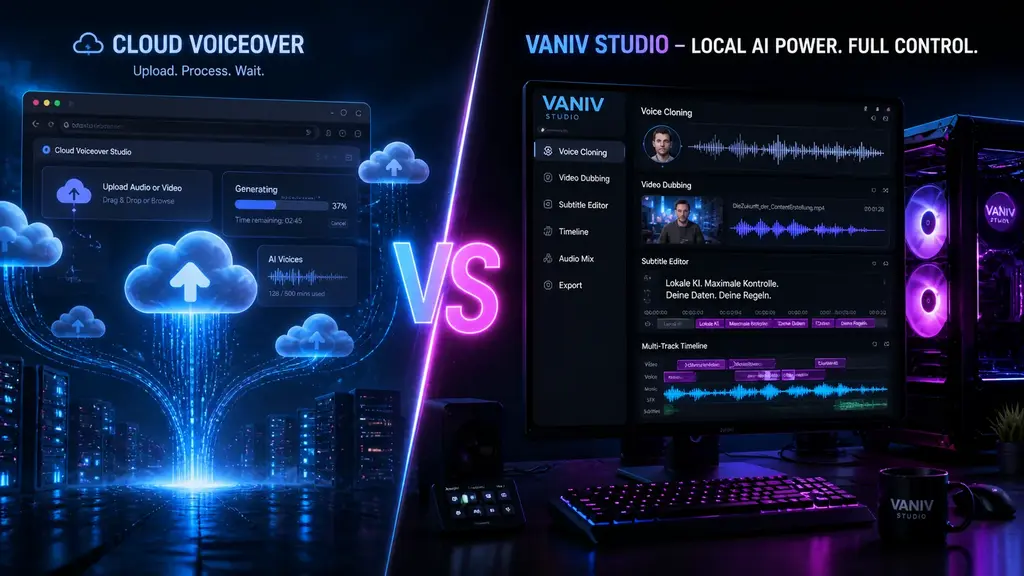VANIV vs Murf AI Vergleich: lokales Voice Cloning und Cloud Voiceover für Creator