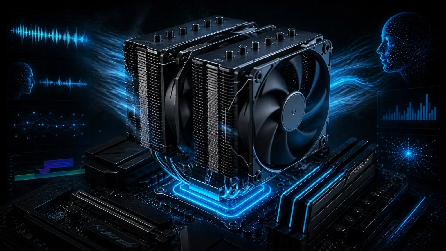Disipador por aire premium para CPU Ryzen en workstation de IA local