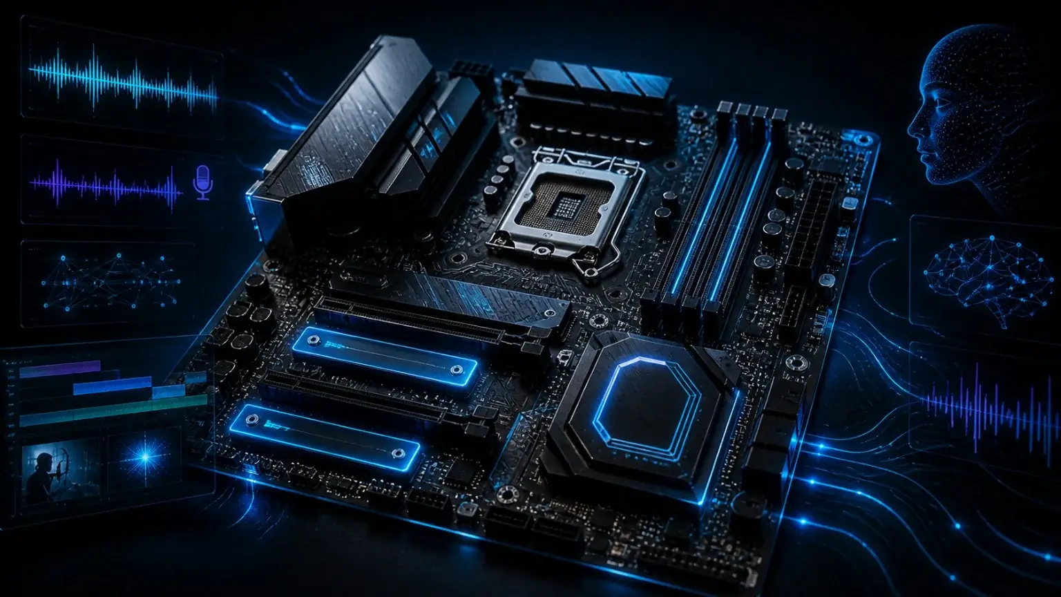 Placa base B850 para workstation AM5 de IA local con Ryzen, RAM, NVMe y GPU RTX