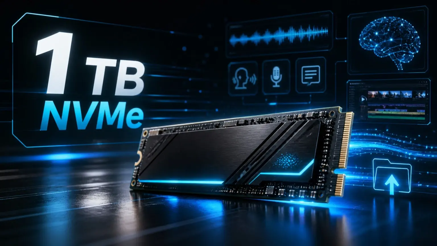 SSD NVMe de 1TB para flujos de entrada de IA local, clonación de voz y texto a voz