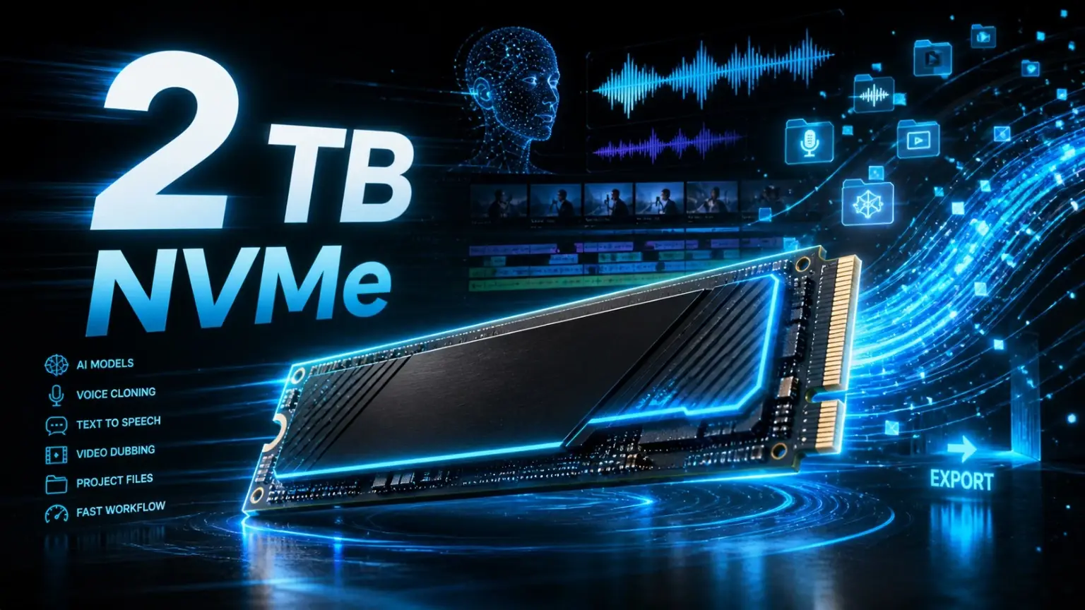 SSD NVMe de 2TB como punto dulce para IA local, clonación de voz, texto a voz y doblaje de vídeo