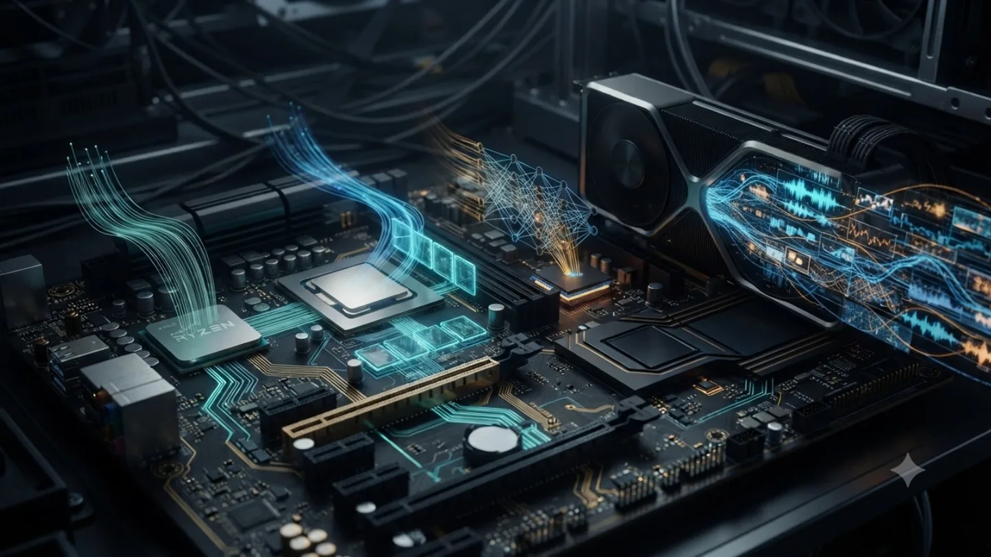 CPU, KI-Beschleuniger und Grafikkarte teilen lokale KI-Aufgaben