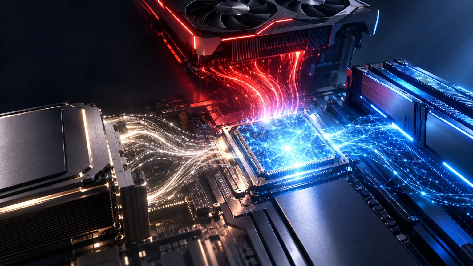 Lokale KI-Verarbeitung verteilt Berechnungen auf CPU, GPU und Arbeitsspeicher.