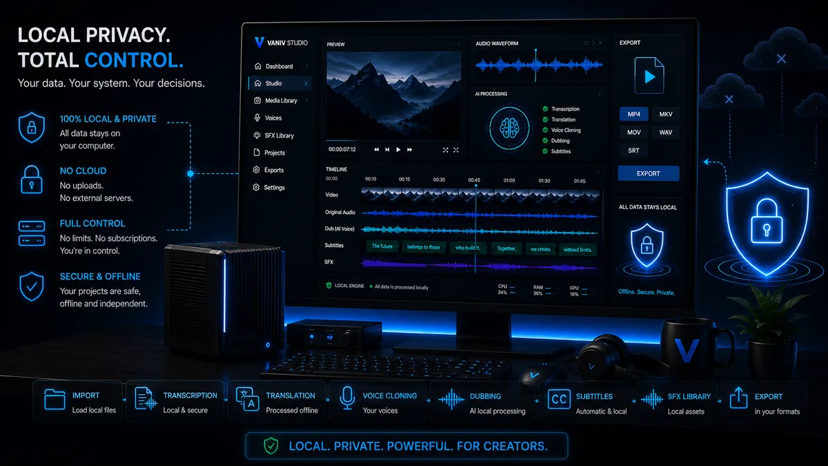 Cloud AI workflow compared with local AI production control in VANIV Studio.