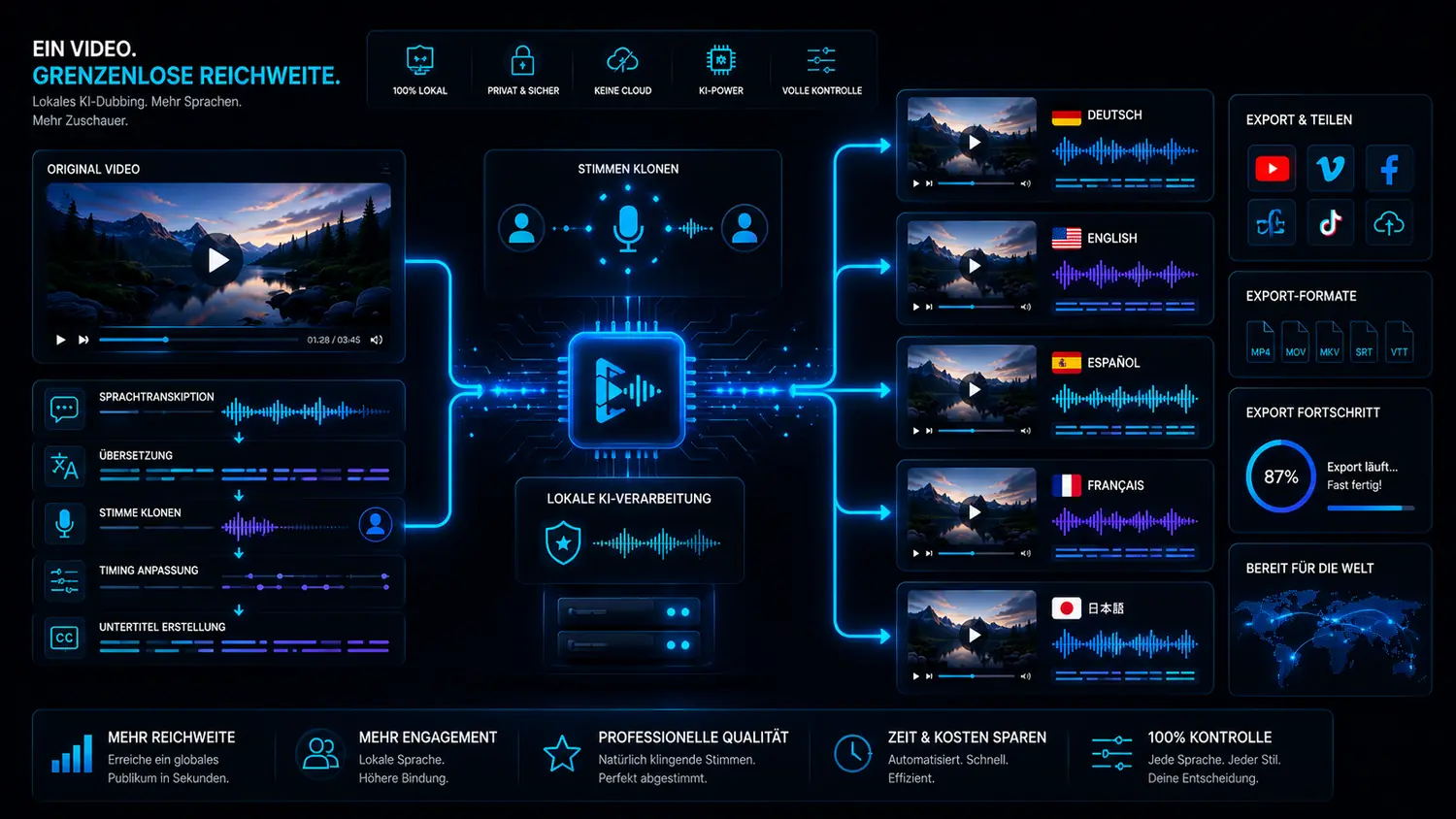VANIV Video-Dubbing Workflow für mehrsprachige Creator Reichweite.