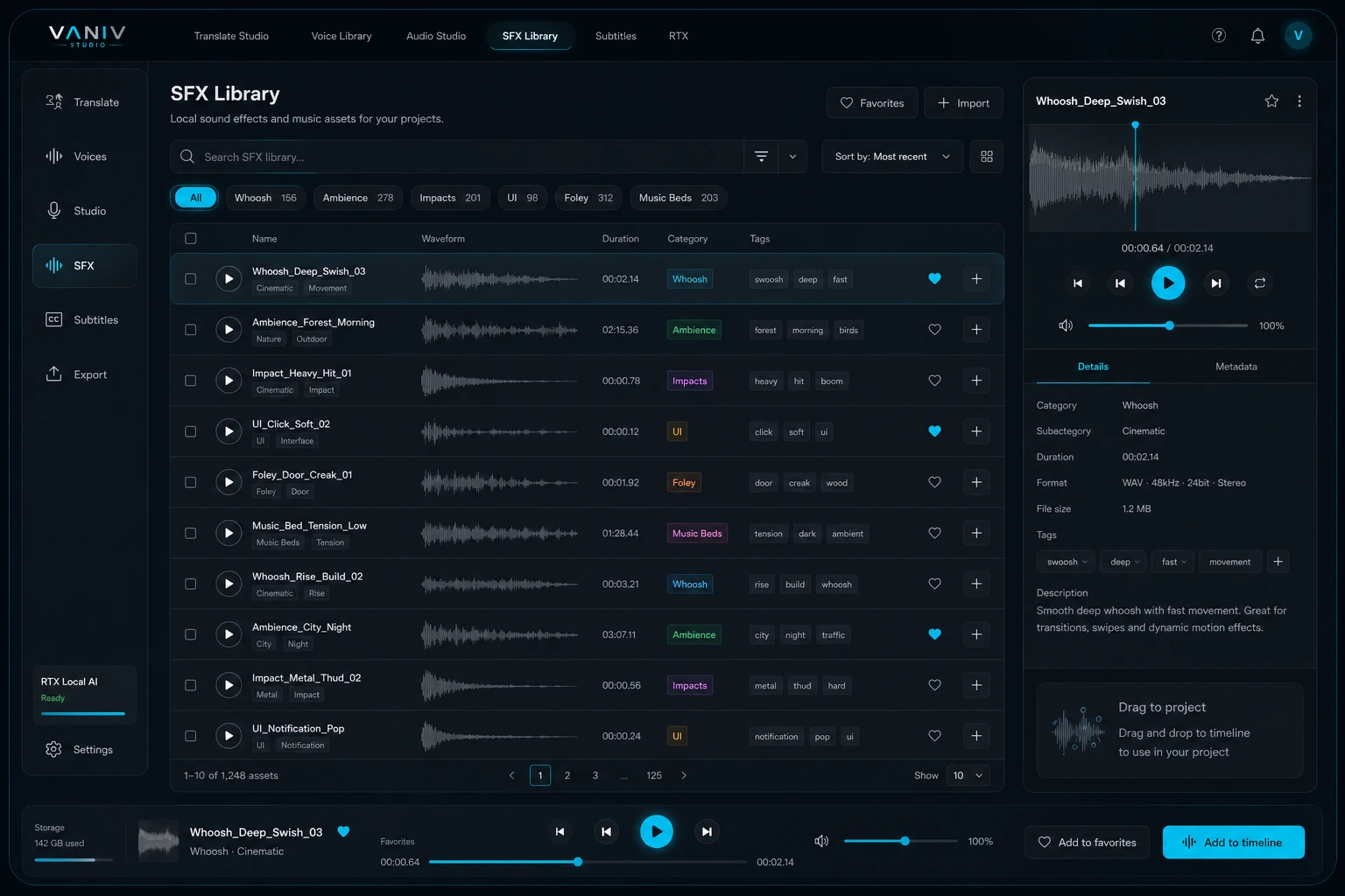 SFX Library – Lokale Assets