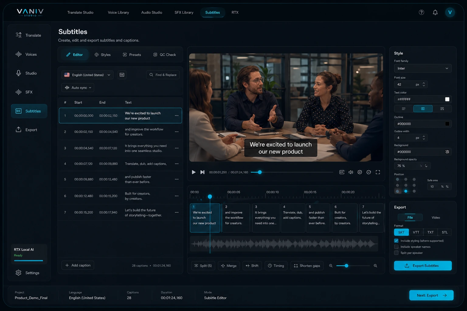 Untertitel – Untertitel & Export